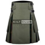 Olive Green Cotton - Gunn Tartan Hybrid Kilt