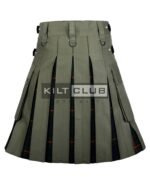 Olive Green Cotton - Gunn Tartan Hybrid Kilt - Image 2