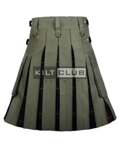 Alternative view of Olive Green Cotton - Gunn Tartan Hybrid Kilt