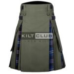 Olive Green Cotton - Pride of Scotland Tartan Hybrid Kilt