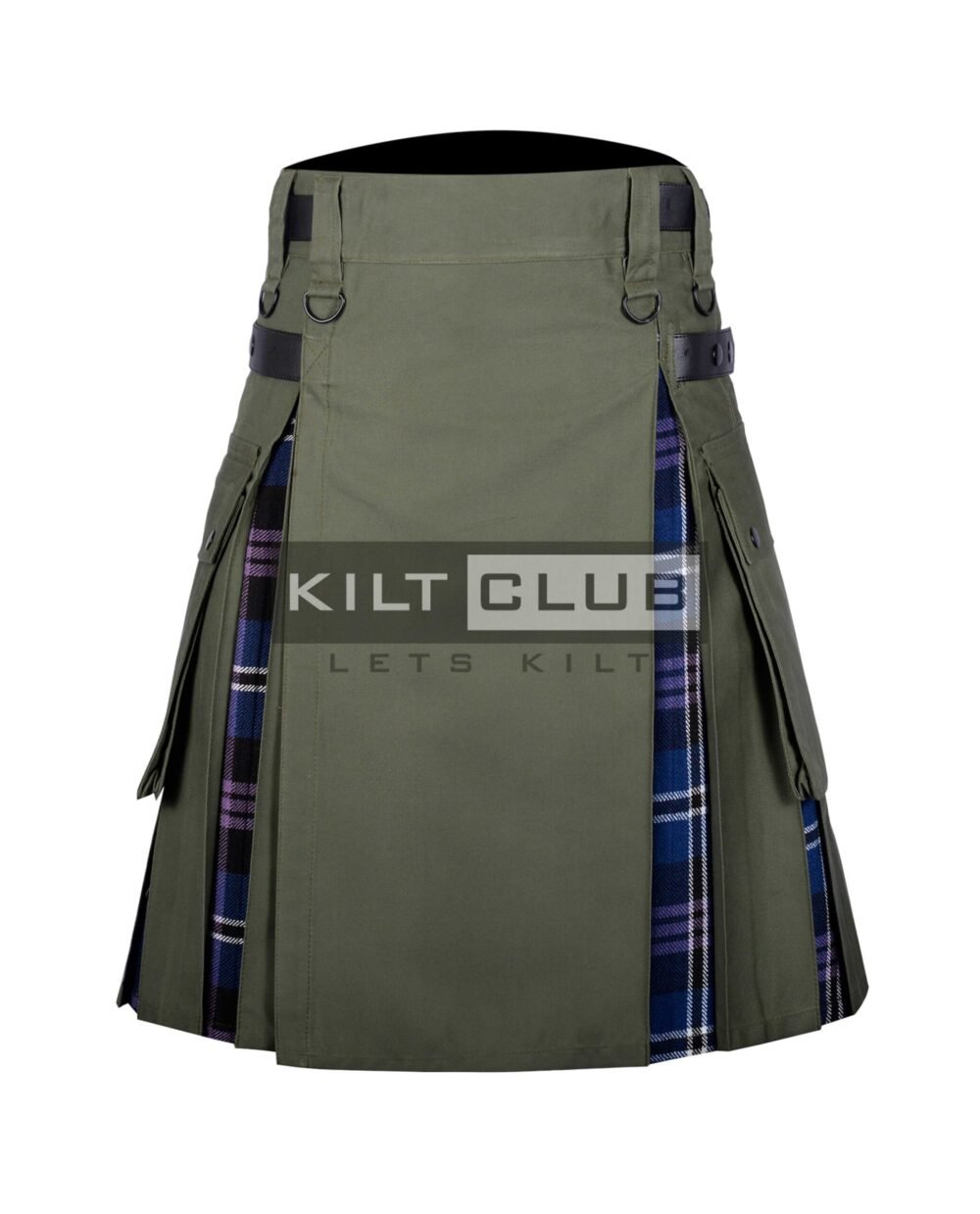 Olive Green Cotton - Pride of Scotland Tartan Hybrid Kilt