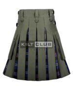 Olive Green Cotton - Pride of Scotland Tartan Hybrid Kilt - Image 2