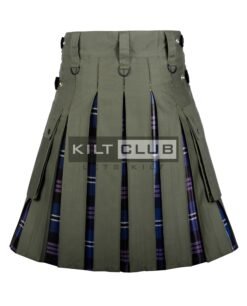 Alternative view of Olive Green Cotton - Pride of Scotland Tartan Hybrid Kilt