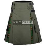 Olive Green Cotton - Tara Murphy Tartan Hybrid Kilt