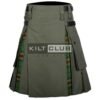 Olive Green Cotton - Tara Murphy Tartan Hybrid Kilt