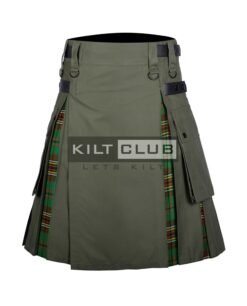 Olive Green Cotton - Tara Murphy Tartan Hybrid Kilt