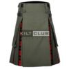 Olive Green Cotton - Wallace Tartan Hybrid Kilt