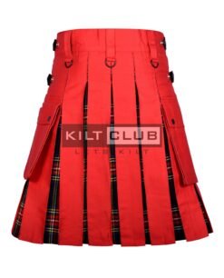 Alternative view of Red Cotton - Black Stewart Tartan Hybrid Kilt