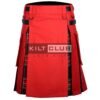 Red Cotton - Black Stewart Tartan Hybrid Kilt