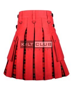 Alternative view of Red Cotton - Wallace Tartan Hybrid Kilt