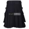 Solid Black Wool Utility Kilt
