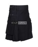 Solid Black Wool Utility Kilt - Image 3