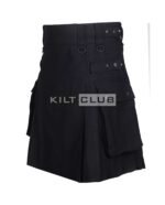 Solid Black Wool Utility Kilt - Image 2