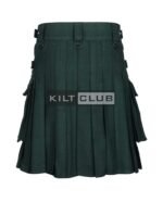 Solid Green Wool Utility Kilt - Image 4