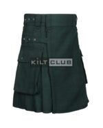 Solid Green Wool Utility Kilt - Image 2