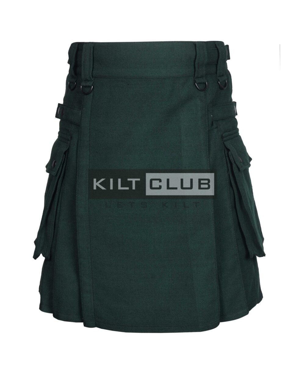 Solid Green Wool Utility Kilt