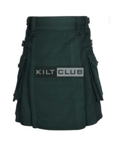 Solid Green Wool Utility Kilt