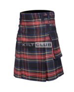 Stewart Black Tartan Utility Kilt - Image 3