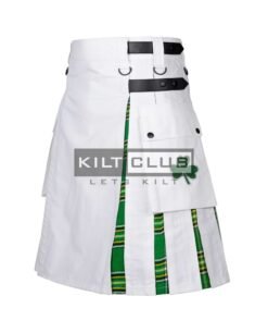 Alternative view of White Cotton - Irish Tartan Hybrid Kilt