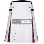 White Cotton - Stewart Black Tartan Hybrid Kilt