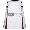White Cotton - Stewart Black Tartan Hybrid Kilt
