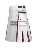 White Cotton - Stewart Black Tartan Hybrid Kilt - Image 2