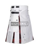 White Cotton - Stewart Black Tartan Hybrid Kilt - Image 3
