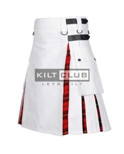 Alternative view of White Cotton - Wallace Tartan Hybrid Kilt