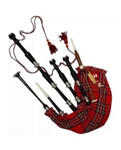Alternative view of Scottish Bagpipe Silver Plain Mounts Black Finish Highland