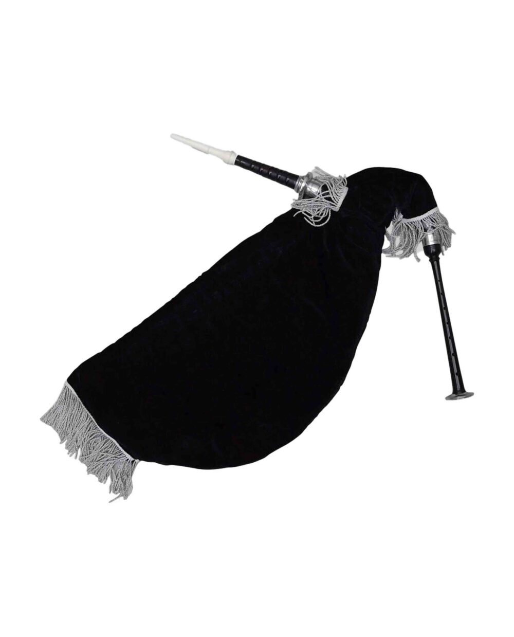 Scottish Bagpipe Silver Plain Mounts Black Finish Highland