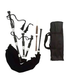 Scottish Black Rosewood Silver Mounts Bagpipes