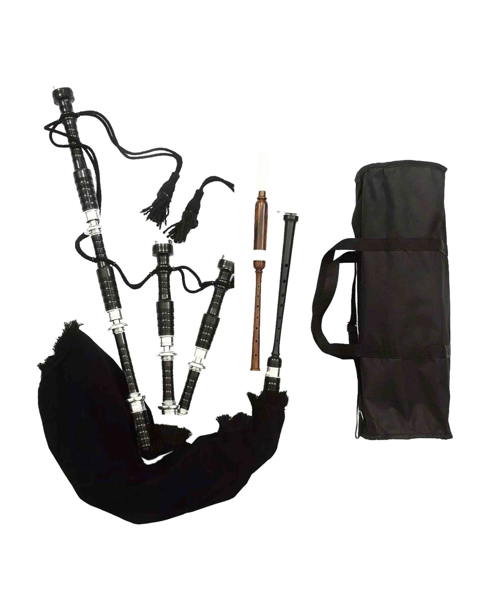 Scottish Black Rosewood Silver Mounts Bagpipes