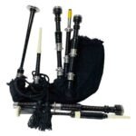 reat Highland Scottish Bagpipes Silver Mounts Black Rosewood