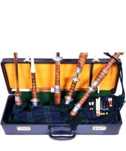 Scottish Bagpipe Black Watch Tartan Silver Plain Mounts