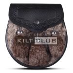 Black Leather Brown Rabbit Fur Semi Dress Sporran