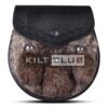 Black Leather Brown Rabbit Fur Semi Dress Sporran