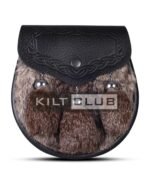 Black Leather Brown Rabbit Fur Semi Dress Sporran