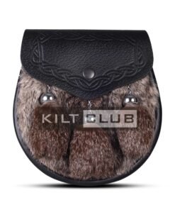 Black Leather Brown Rabbit Fur Semi Dress Sporran