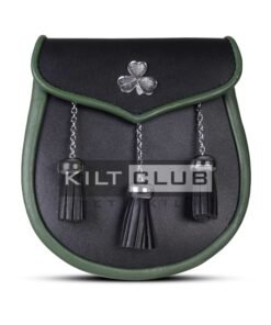 Shamrock Emblem Black Leather Day Sporran