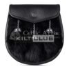 Black Leather Rabbit Fur Semi Dress Sporran