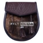 Brown Leather Special Embossed Seal Fur Sporran