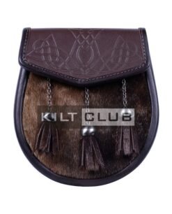 Brown Leather Special Embossed Seal Fur Sporran