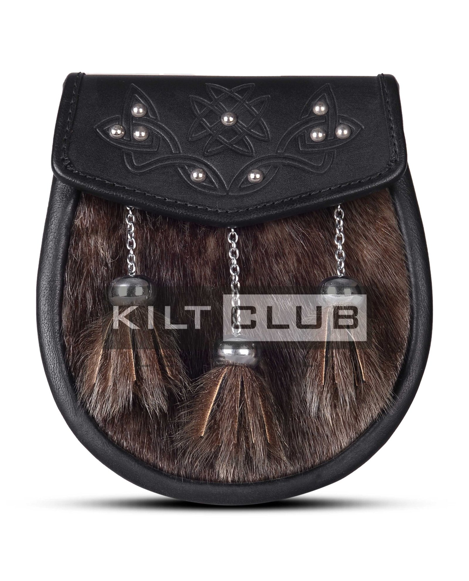 Brown Seal Fur Semi Dress Embossed Sporran