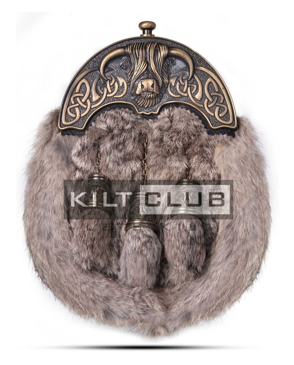 Brass Highland Cow Brown Fur Sporran