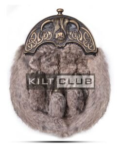 Brass Highland Cow Brown Fur Sporran