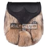Coyote Fur Black Leather Sporran Bumble Bee Flap