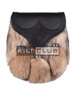 Coyote Fur Black Leather Sporran Bumble Bee Flap