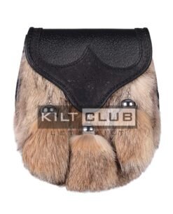 Coyote Fur Black Leather Sporran Bumble Bee Flap