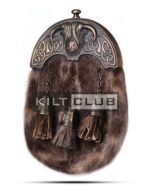 Brass Highland Cow Seal Fur Sporran - Image 4