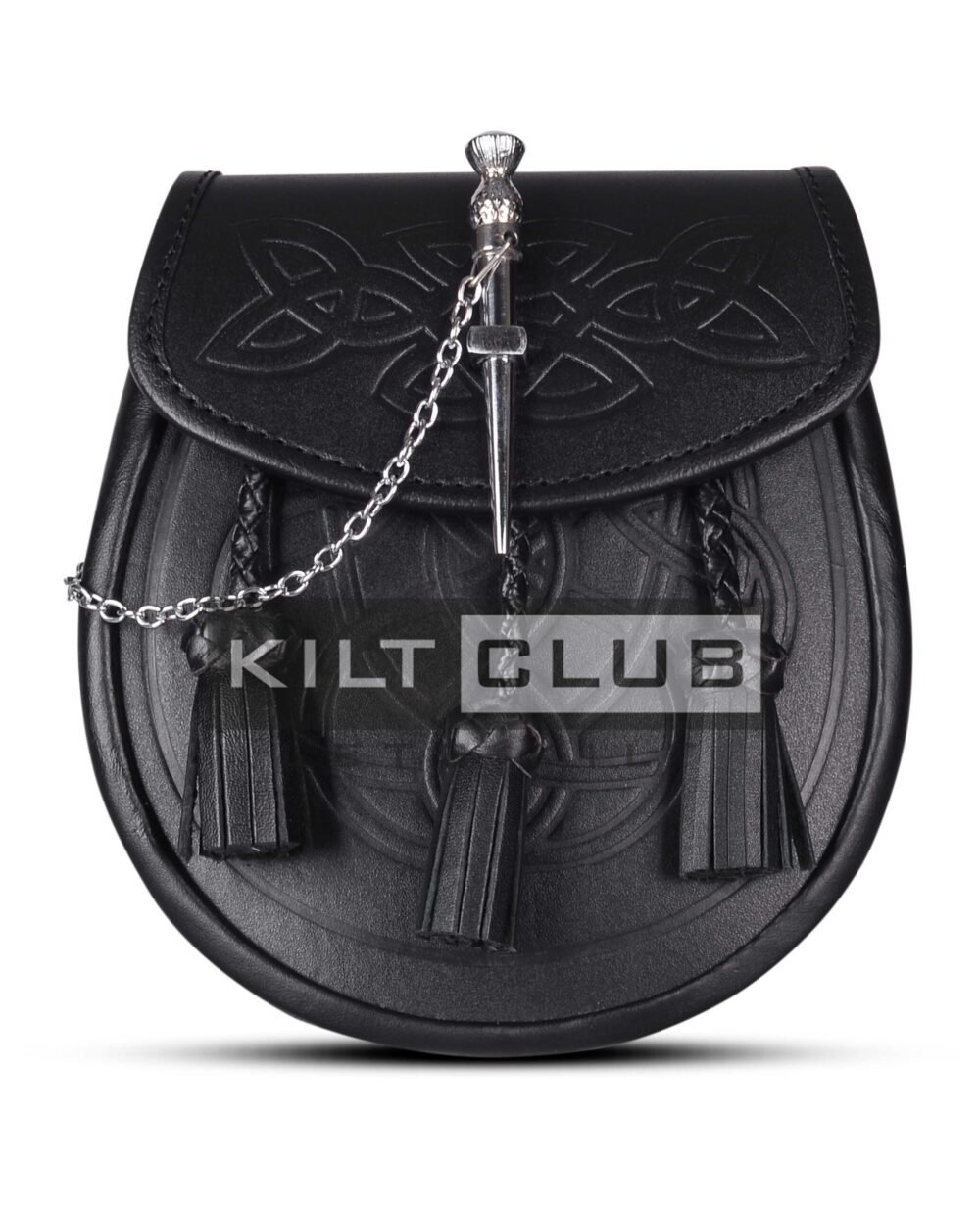 Black Leather Pin Lock Embossed